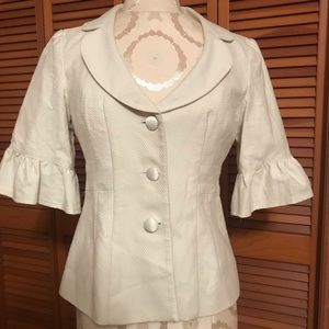 Satin button cute off white jacket